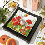 80Pcs Spring Floral Paper Napkins Red Flower Luncheon Napkins Vintage Red Poppy Dinner Hand Napkin for Party Home Restaurant Kitchen Supplies