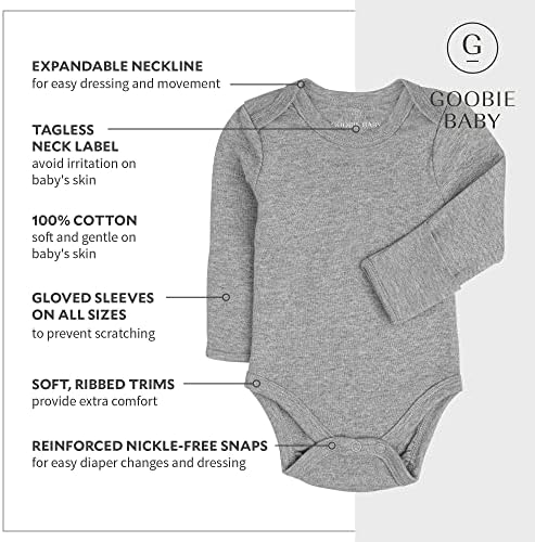 Baby Classic Bodysuit Set, 100% Cotton Boy Girl Unisex Onesie, 4 Pack