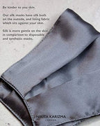 KARIZMA Beverly Hills Silk Face Mask. Grey Fashionable Designer Face Mask for Women. Washable Fabric Face Mask Reusable Facemask. 19 Momme Mulberry Silk Mask - Luxury Fashion Masks for Women