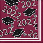 Creative Converting Class of 2022 Burgundy Red Beverage Napkins, 5"