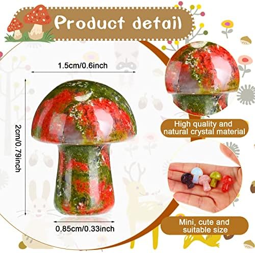 48 Pcs Mini Mushroom Gemstone Sculpture Decor Carved Witch Mushroom Polished Crystal Cute Stones for Witchcraft Supplies Home Garden Lawn Meditation Flower Pot(Fresh Style)