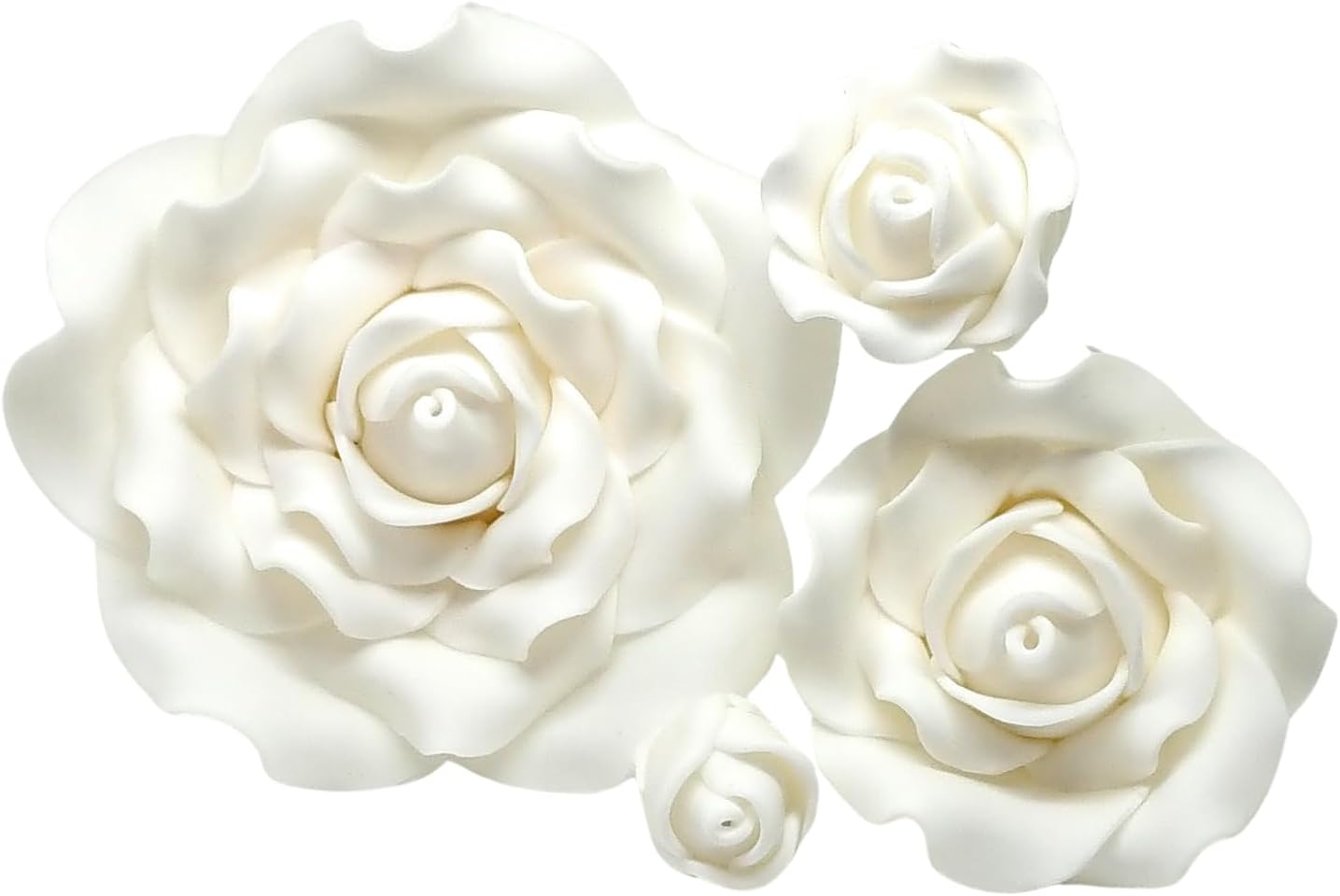 Sugar roses white *4 sizes to choose from* wired flower cake decoration topper (3 1/2" x 1) - Multi buy pay 1 P&P - Handmade to order from the UK 10 day delivery.