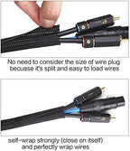 Alex Tech 10ft - 1/2 inch Cord Protector Wire Loom Tubing Cable Sleeve Split Sleeving For USB Cable Power Cord Audio Video Cable – Protect Cat From Chewing - Black