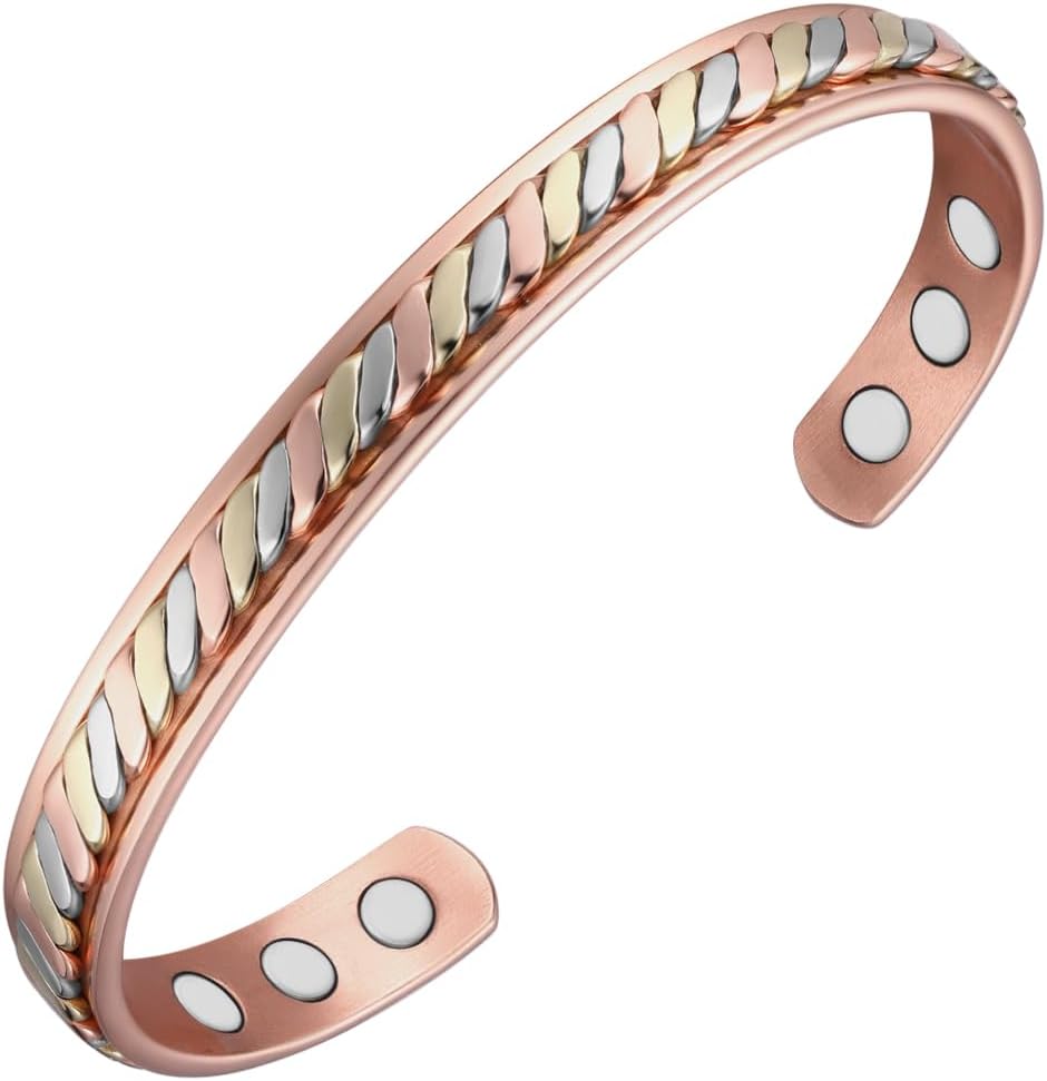 Vicmag Copper Magnetic Bracelet for Women Ultra Strength Magnets 99.9% Pure Copper Jewelry Gift (Braided Tricolour)