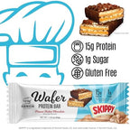 Genius Gourmet SKIPPY® Peanut Butter Chocolate Flavored Wafer Protein Bars,15g Protein per serving (30% DV), 1g Sugar, Chocolatey Snack Bar – 10 Count