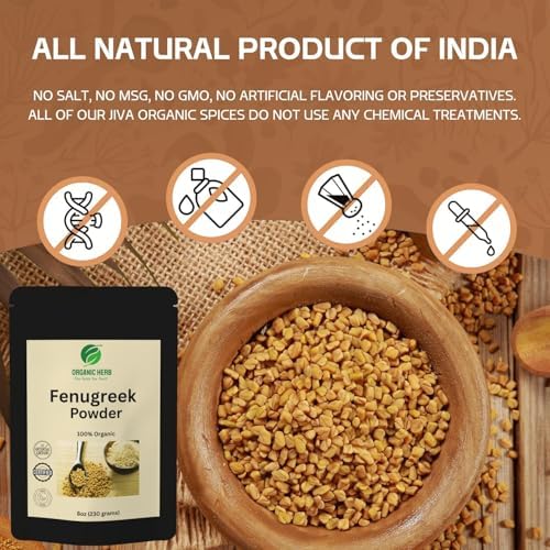 Organic Herb Fenugreek Powder 8oz (227g) – Ground Fenugreek Seed Powder (Methi Powder) – Natural Indian Spice for Curry, Seasoning & Cooking – Vegan Plant Based Herbal Spice