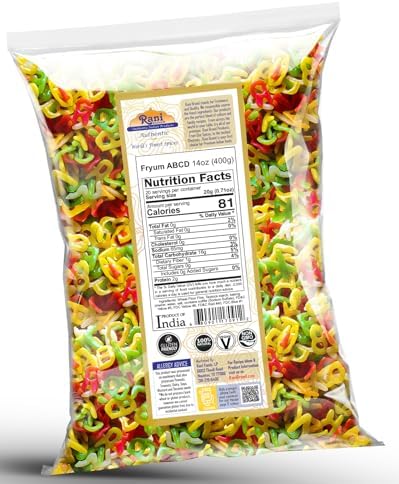 Rani Far Far / Fryums (Wheat & Tapioca Pellet) ABCD Shape 14oz (400g) ~ Vegan, Kosher, Uncooked, Used to Make Papad, Bhungra / Chip Snack