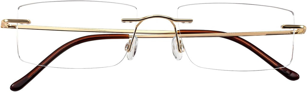 Titanium Frameless Reading Glasses for Men Women, Blue Light Blocking Readers 1.0 1.5 2.0 2.5 3.0 3.5