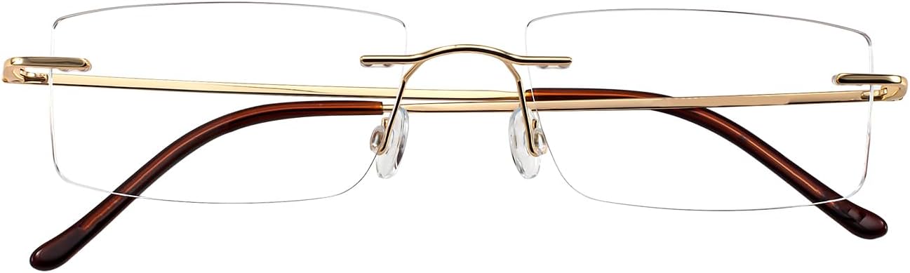 Titanium Frameless Reading Glasses for Men Women, Blue Light Blocking Readers 1.0 1.5 2.0 2.5 3.0 3.5