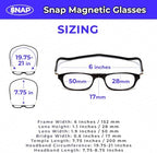 Calabria Snap Magnetic Bridge Front Connect L-XL Reading Glasses Clear or Blue Light Lens Men Women Around Neck Hang Readers