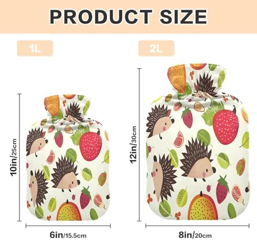 Hedgehog Orange Hot Cold Water Bottle with Fleece Cover PVC Hot Water Bag 1 Liter