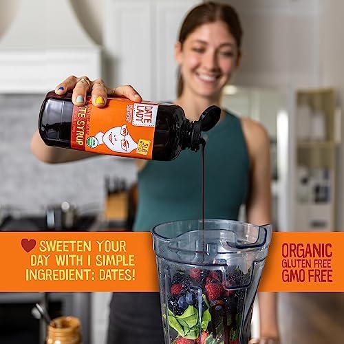 Date Lady Organic Date Syrup 18 oz Squeeze Bottle | Vegan, Paleo, Gluten-free & Kosher | Sugar Substitute | More Nutrition Than Maple Syrup or Honey