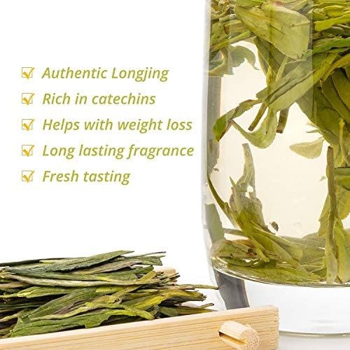 Oriarm Chinese Longjing Green Tea Loose Leaf - West Lake Dragon Well Tea 2025 Pre-Rain (Yuqian) Harvest- 100g Resealable Bag for Freshness Preservation