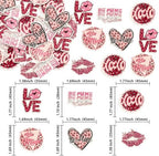 Gyufise 48Pcs Edible Valentine's Day Heart Love Cupcake Toppers Wafer Paper Leopard Be Mine Lipstick XOXO Cupcake Picks Decorations for Valentine's Day Birthday Anniversary Party Supplies