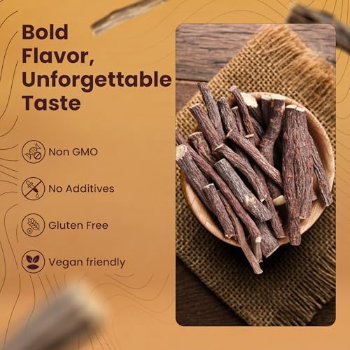 Licorice (Mulethi) Root Sticks, Glycyrrhiza glabra, Yashimadhu Dried Root Sticks, Natural SPICES (LIQUORICE WHOLE, 3.5oz (100g))