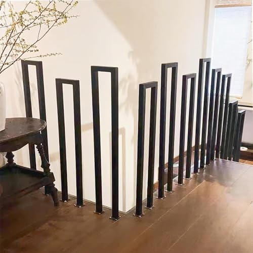 Stair Railing Lndoor,Hand Rails for Outdoor Steps, Metal U Shaped Handrails for Indoor Stairs, Lndustrial Wrought Lron Handrail, Stair Handrail，for Stairs Porch Garden (U-Black, 85CM)