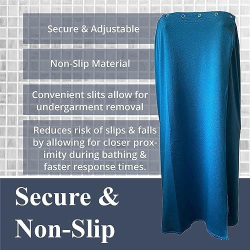 Dignity Bath & Spa Bathing Cover Up for Elderly, Senior & Disabled Men | Provides Privacy & Helps Caregivers with Bathing | Secure & Adjustable | Lightweight, Quick Drying & Non Slip (Men's S/M)