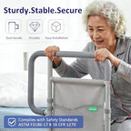 Bed Rails for Elderly Adults, ASTM Approved Bed Assist Rail with Dual Non-Slip Handles for Easily Getting in & Out of Bed, Stable Bed Railings with Storage Pocket, Load 350 LBS, Tool-Free Assembly