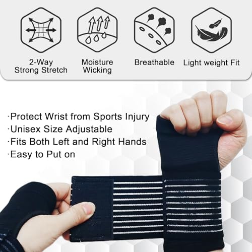 2 Pack Wrist Brace, Compression Wrist Support Splint for Women Men, Adjustable Wrist Strap Compression Wraps Fit Right Left Hand for Fitness, Carpal Tunnel Arthritis, Tendonitis, Wrist Pain