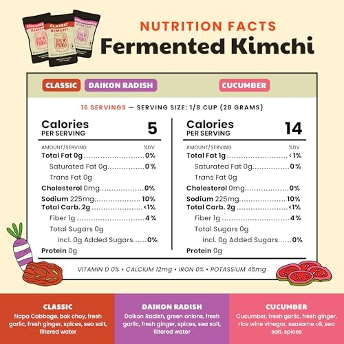 Olive My Pickle Fermented Kimchi Variety Pack - 48 oz | 3 Pack Classic, Cucumber Kimchi & Daikon Radish Kimchi | Napa Cabbage Fresh & Flavorful Korean Kimchi with Natural Probiotics for Gut Health