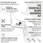 The BEARD BLACK Beard Shaping Tool & Neckline Shaper – Professional Beard Trim Guide & Stencil with Inbuilt Comb – Perfect Line Up & Edging Template for Men – Use with Trimmer or Razor