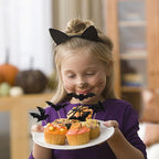 24Pcs Halloween Cupcake Toppers Black Glitter Bat Halloween Cupcake Picks for Halloween Theme Baby Shower Kids Birthday Party Cake Decorations Supplies - A