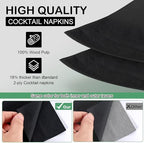 Black Cocktail Napkins - 800 Count Disposable Paper Napkins, 2-Ply 4.5 x 4.5 Inch Beverage Napkins Bulk for Dinner Wedding Bar Party and Everyday Use