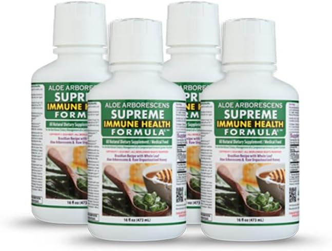 Deca Aloe – Father Zago’s Supreme Immune Health Formula – Aloe Arborescens Juice with Raw Unpasteurized Honey – Immune System Support – 16 oz Bottles – Pack of 4
