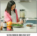 Garneck 5pcs Multifunctional Nylon Cleaning Brushes Set for Home Appliances Long Handle Scrubber for Blenders Juicers Soymilk Machines Coffee Makers Bottle Brushes