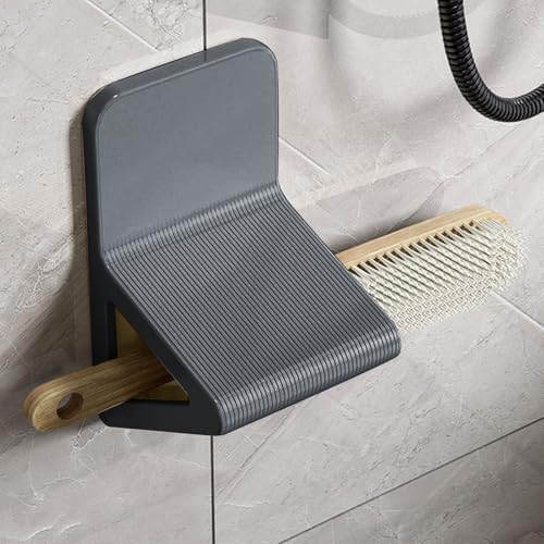 Fockety Shower Foot Rest for Shaving Legs, Anti Slip No Drill Wall Mounted Foot Pedal, Bathroom Triangular Shower Step Foot Stand Shower Shaving Foot Rest for Pregnant Woman Shower (Gray)