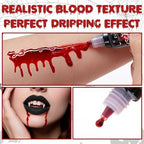 Vampire Makeup Set – Professional Fake Teeth Kit with Washable Fake Blood, Realistic vampire teeth, Black Lipstick, Halloween SFX Makeup Set for Vampire Costumes, Theatre,Cosplay