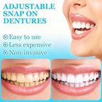Full Set of Silicone Dentures, Veneers Snap in Teeth, Clip on Moldable Dentaduras Postizas Ajustables Temporary for Women Men