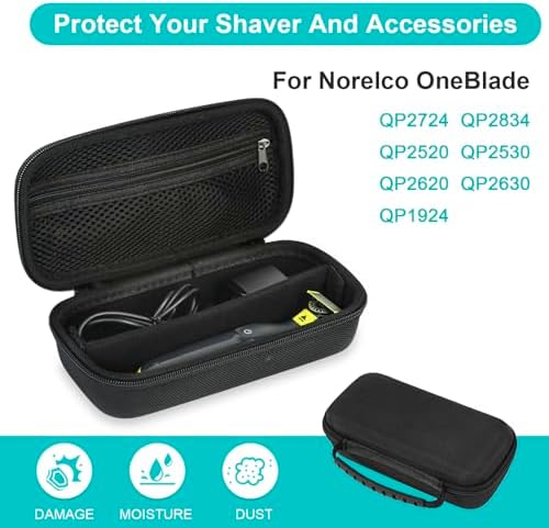 SLODE Hard Travel Case for Philips Norelco OneBlade QP2520 QP2530 QP2724 QP2834 QP2620 QP2630 QP1924 with Handle,Carrying Bag for Hybrid Electric Trimmer and Shaver (Black)