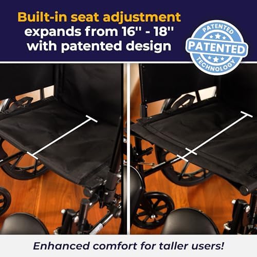 Drive Medical K318DFA-ELR Cruiser III Lightweight Folding Wheelchair with Flip Back Detachable Full Arms and Elevating Leg Rest (Black, 18 Inch, 39lbs)