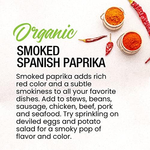 The Spice Lab Organic Smoked Paprika - Vegan Gourmet Spanish Paprika Powder - 1.9 oz French Jar Seasoning Shaker - USDA Organic - Vegan, Kosher, Non GMO & Gluten Free Spice - High Color ASTA 120+