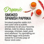 The Spice Lab Organic Smoked Paprika - Vegan Gourmet Spanish Paprika Powder - 1.9 oz French Jar Seasoning Shaker - USDA Organic - Vegan, Kosher, Non GMO & Gluten Free Spice - High Color ASTA 120+