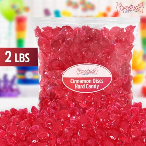 Cinnamon Discs Hard Candy, 2lb Pack of Cinnamon Candy Individually Wrapped, Traditional Candies in a Large Resealable Bag for Family Gatherings, Events and Candy Buffets