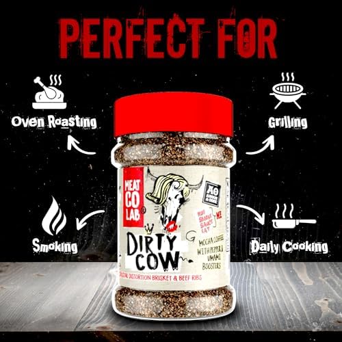 Angus & Oink | Dirty Cow Beef BBQ Rub | Bold Flavour for Brisket & Beef Ribs | Perfect for Low & Slow BBQ | Coffee-Infused Bark Maker | Gluten-Free | 220g