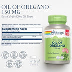 SOLARAY Oil of Oregano Softgels 150 mg - Oregano Oil Supplement for Powerful Wellness Support - Gentle Digestion - Extra Virgin Olive Oil Base - Vegan, 60-Day Guarantee - 120 Servings, 120 Softgels