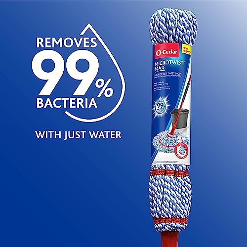 O-Cedar MicroTwist MAX Microfiber Twist Mop with 1 Extra Refill | Features Hands-Free Wringing | Extra Large 18-Inch Mop Head | Safe on All Floor Types