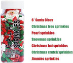 Edible Christmas Candy Sprinkles with 6pcs Santa Claus | Christmas tree Dessert Sprinkle | Snowman Cake Cupcake Toppers | Cookie Decorations | Candy Sprinkles for Xmas Daily Cake Decorating