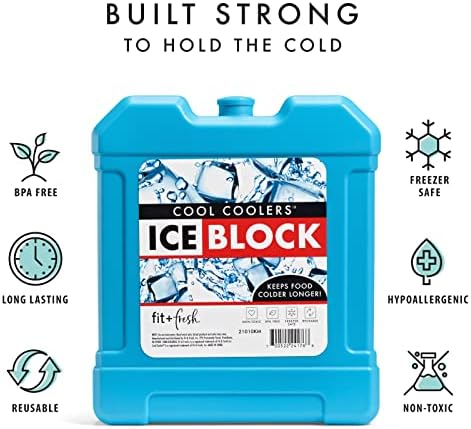 Cool Coolers by Fit + Fresh, XL Cooler Ice Block, Large and Powerful Ice Pack, Perfect for Insulated Cooler, Beach Bag, Backpack Cooler & Travel, 1PK, Blue