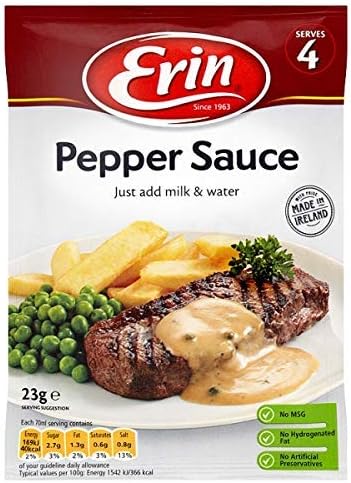 Erin Pepper Sauce 3 pack, Irish Peppercorn Sauce, 23g per bag
