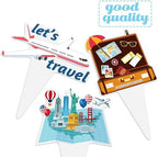 48pcs Travel Theme Cupcake Toppers Adventure Awaits Party Decorations Let The Adventure Begin Bon Voyage Map Theme Cupcake Toppers for Around The World Party Supplies