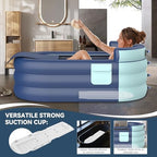 Inflatable Bathtub & Bubble Spa Mat- Portable Hot Tub for Adults, Equipped with a Bubble Math Mat for Massage, Fits Any Bathroom, Foldable Design for Renters/Apartments (65"x33"x26" 220lb)