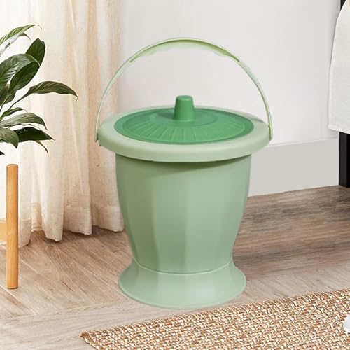 Urinal Night Urinal Jug, Spittoon Chamber Bucket and Ring Toilet Brush, Bedpan with Lid Handle Chamber Pot for Women Men, Green