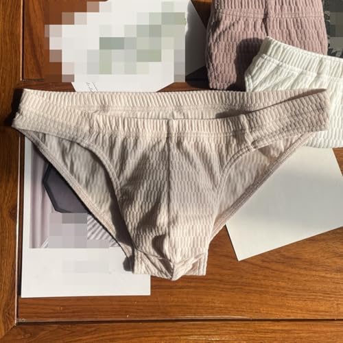 Sexy Men Underwear Ribbed Cotton Breathable Comfortable Brief Low Rise U Convex Pouch Underpants