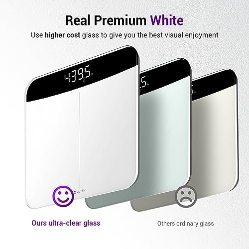 Ovutek Scale for Body Weight, Highly Accurate 450lb Digital Bathroom Scales for People, Automatic Weighing Machine for Baby, Pet, Light Items, Large LED, Sturdy and Durable Base, White
