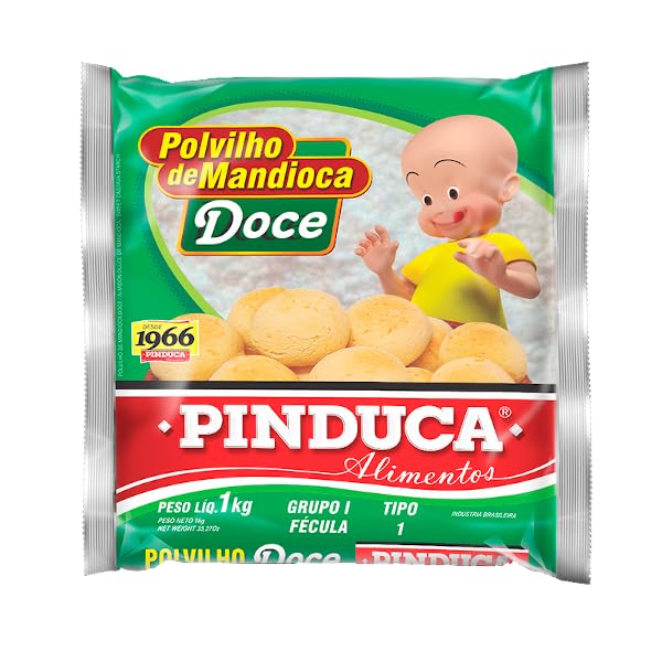 Pinduca Manioc Starch 1Kg 35.2oz Gluten-free Sweet Manioc Starch for Making Yummy Crunch Biscuits (Polvilho Biscuits) in Brazil