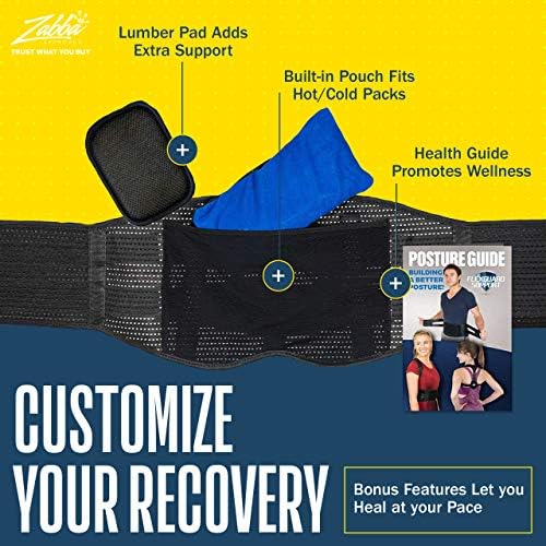 Back Brace - Back Support Belts for Men Women, Compression Lower Back Brace for Pain Relief, Strained Muscles, Breathable Lumbar Belts with Functional Pocket for Sciatica